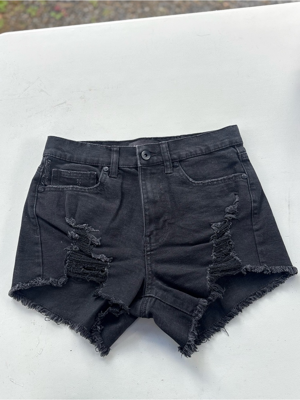 Kendall & Kylie Black Distressed High-Rise Jean Shorts